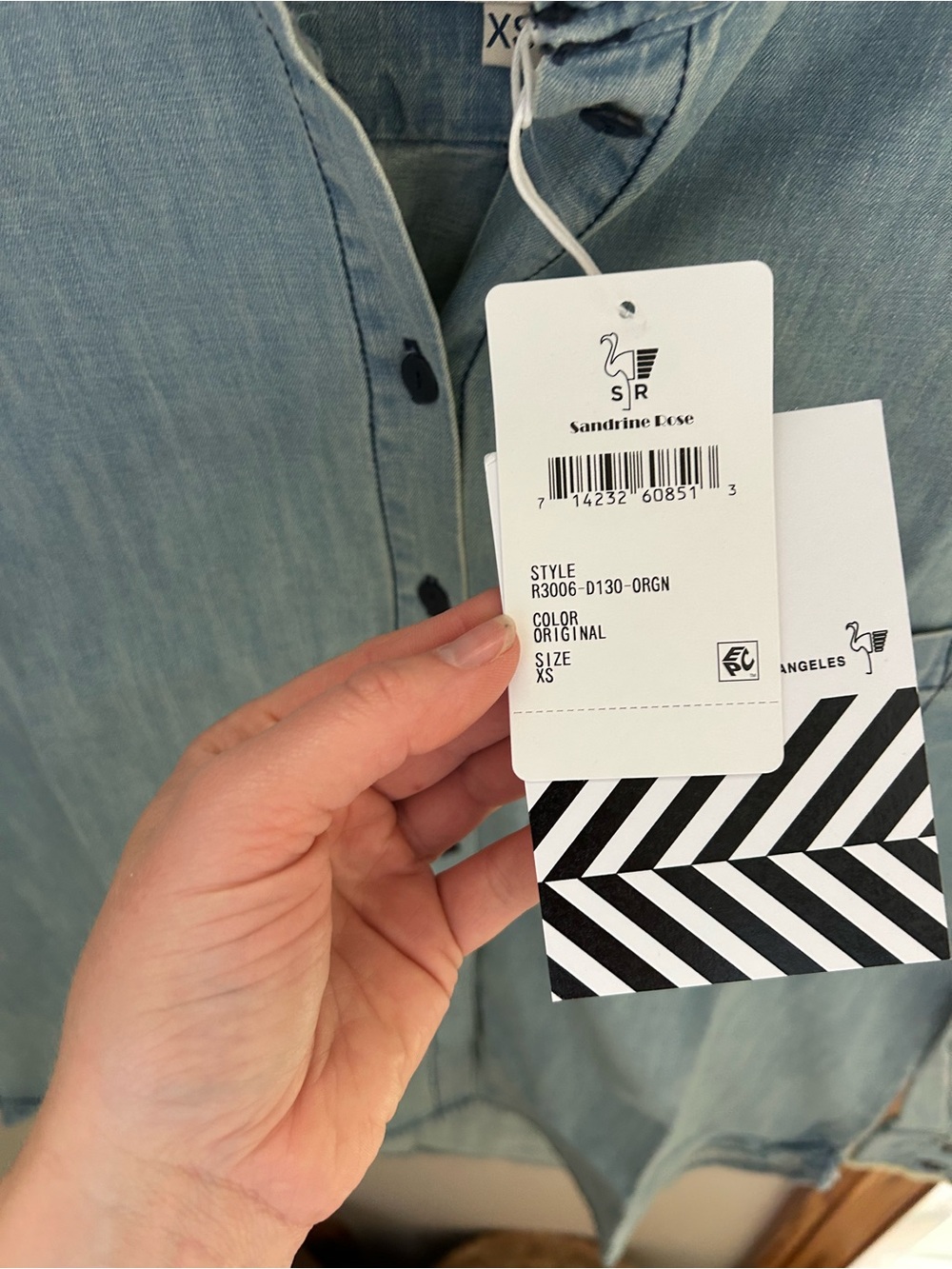 Light Wash Denim Button-Down Shirt - Picture 3 of 5